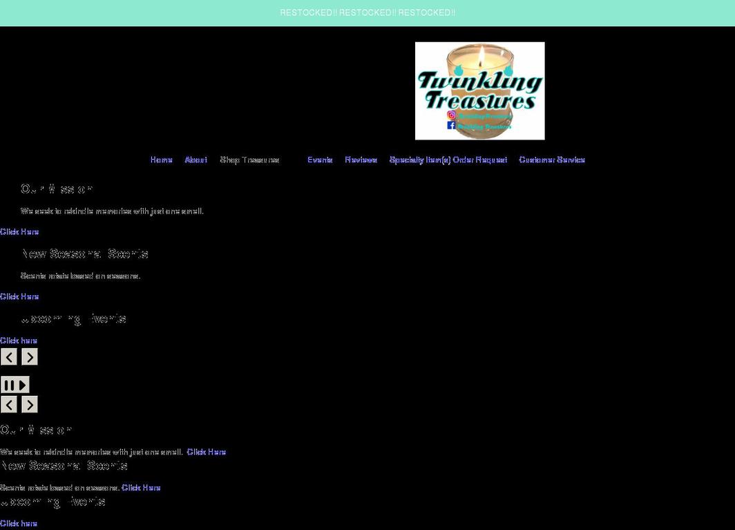 twinklingtreasuresonline.com shopify website screenshot