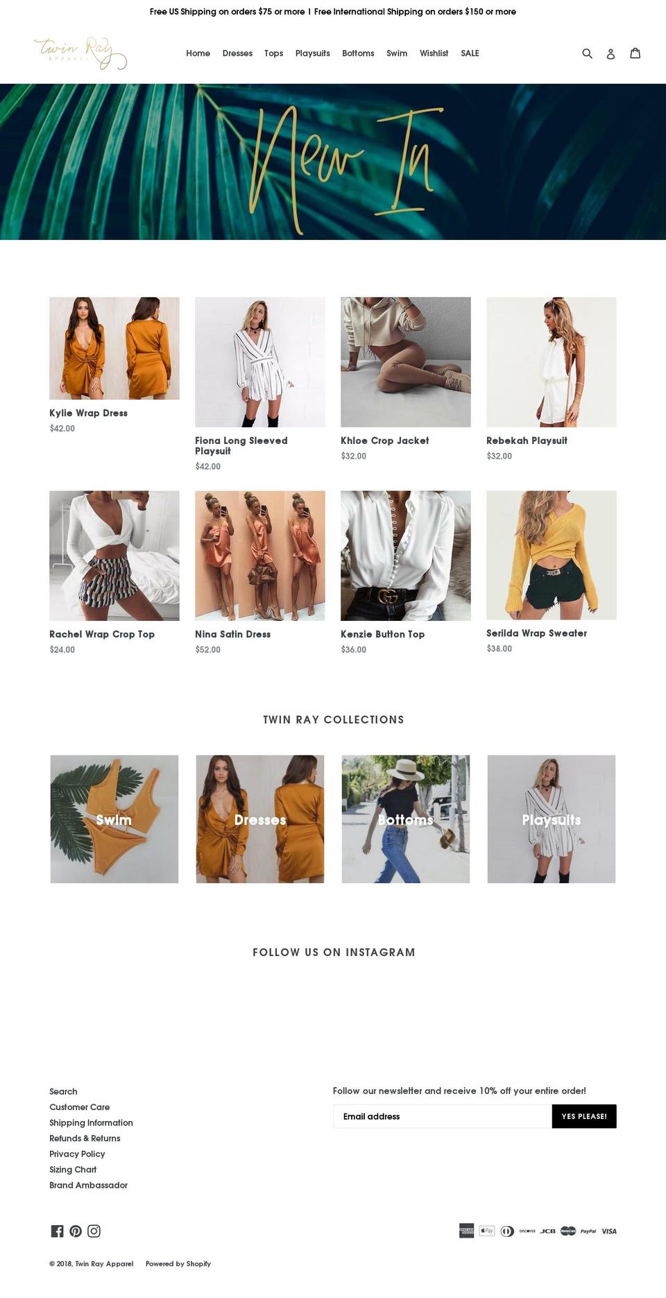 twinrayapparel.com — Shopify storefront screenshot