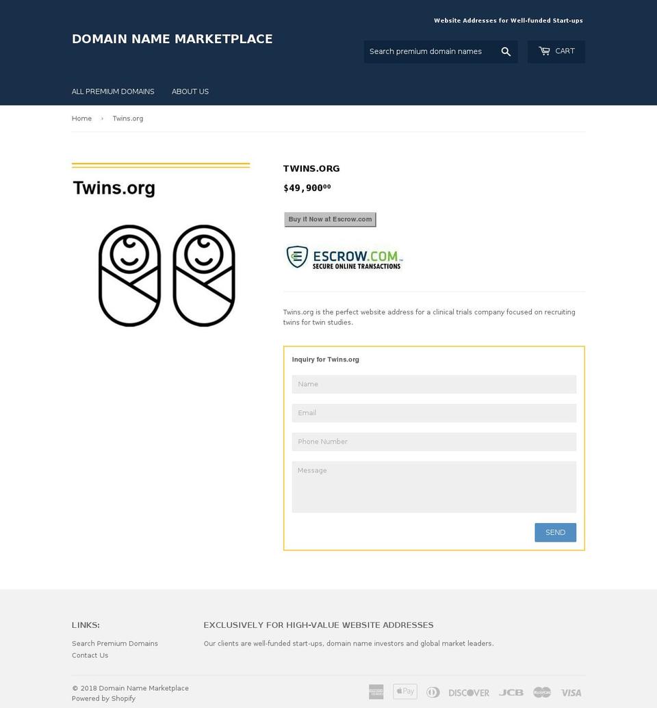 twins.org shopify website screenshot