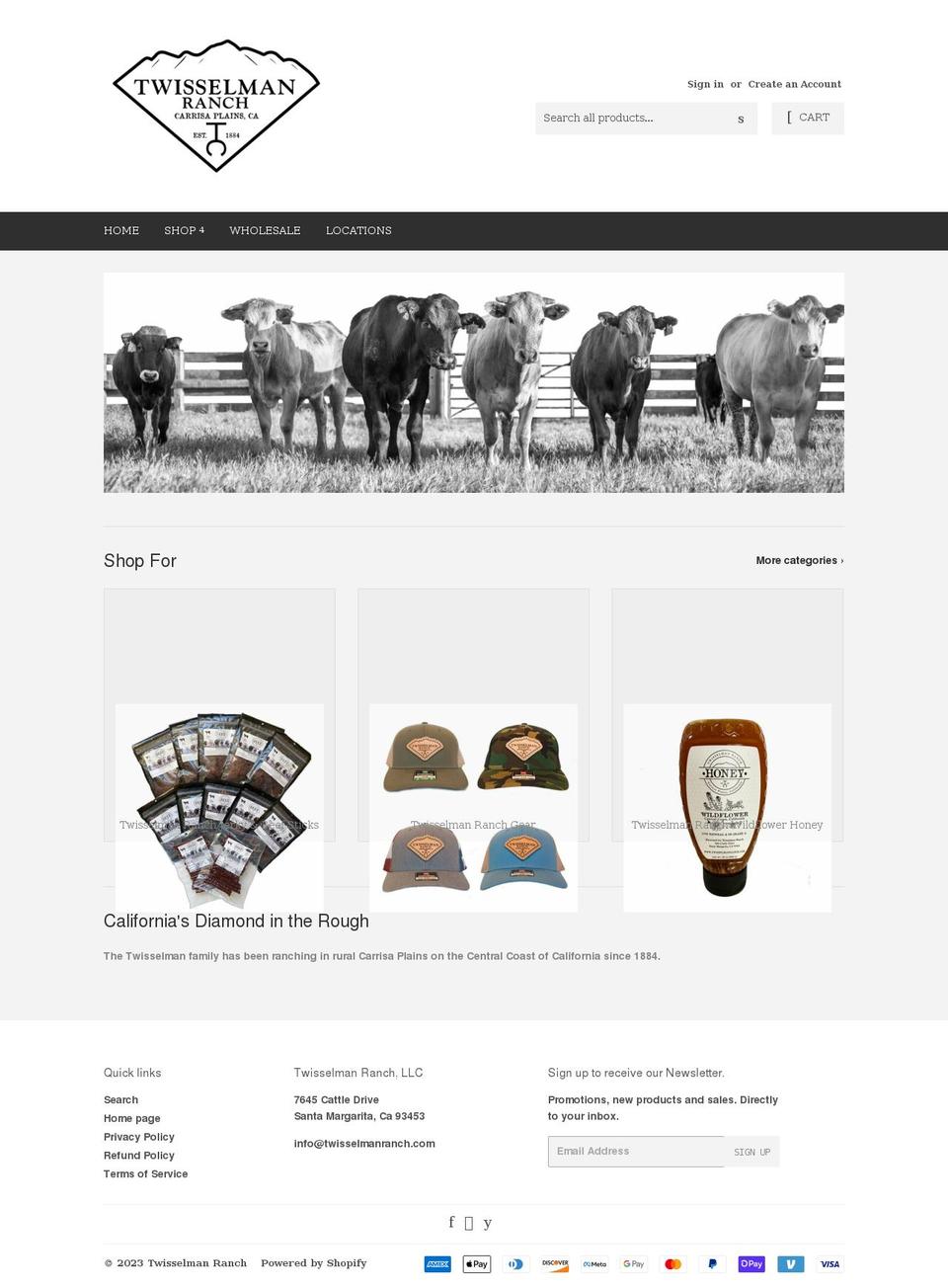 twisselman-ranch.myshopify.com shopify website screenshot