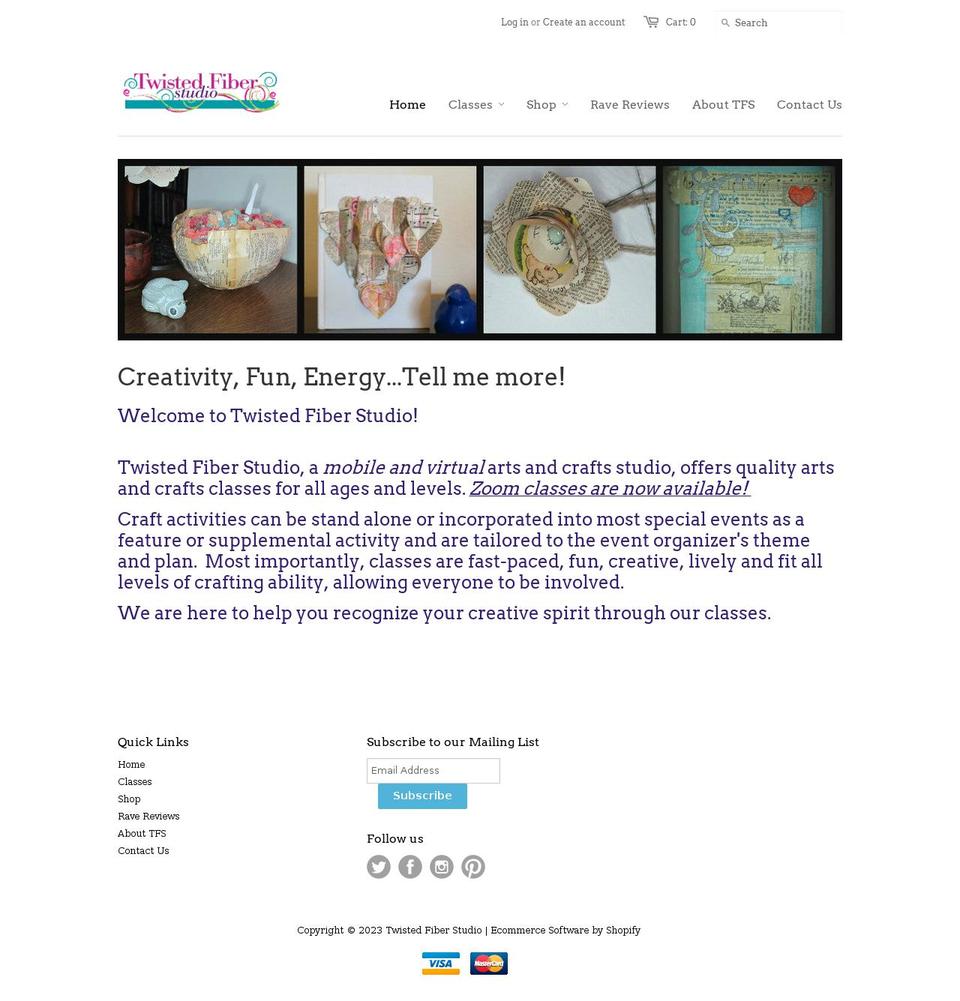 twisted-fiber-studio.myshopify.com shopify website screenshot