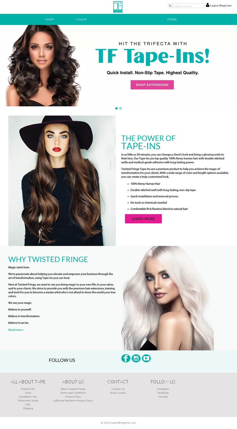 twistedfringehair.com shopify website screenshot