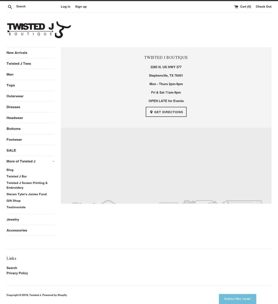 twistedjboutique.com — Shopify storefront screenshot
