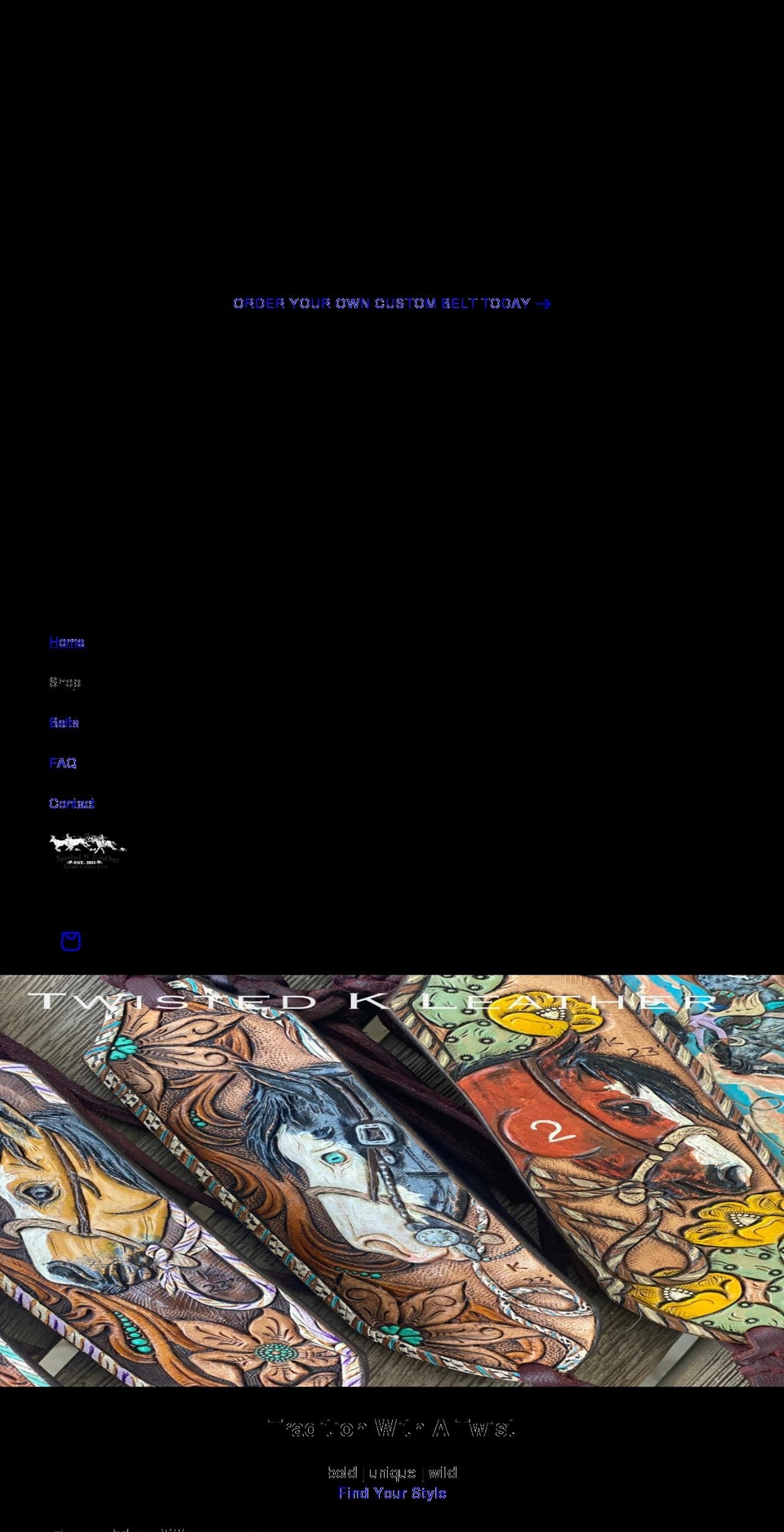 twistedkleather.com shopify website screenshot