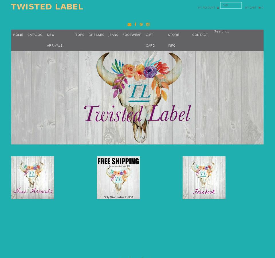 twistedlabel.ca shopify website screenshot