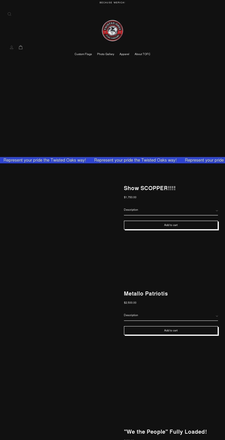 twistedoaksflagco.com shopify website screenshot
