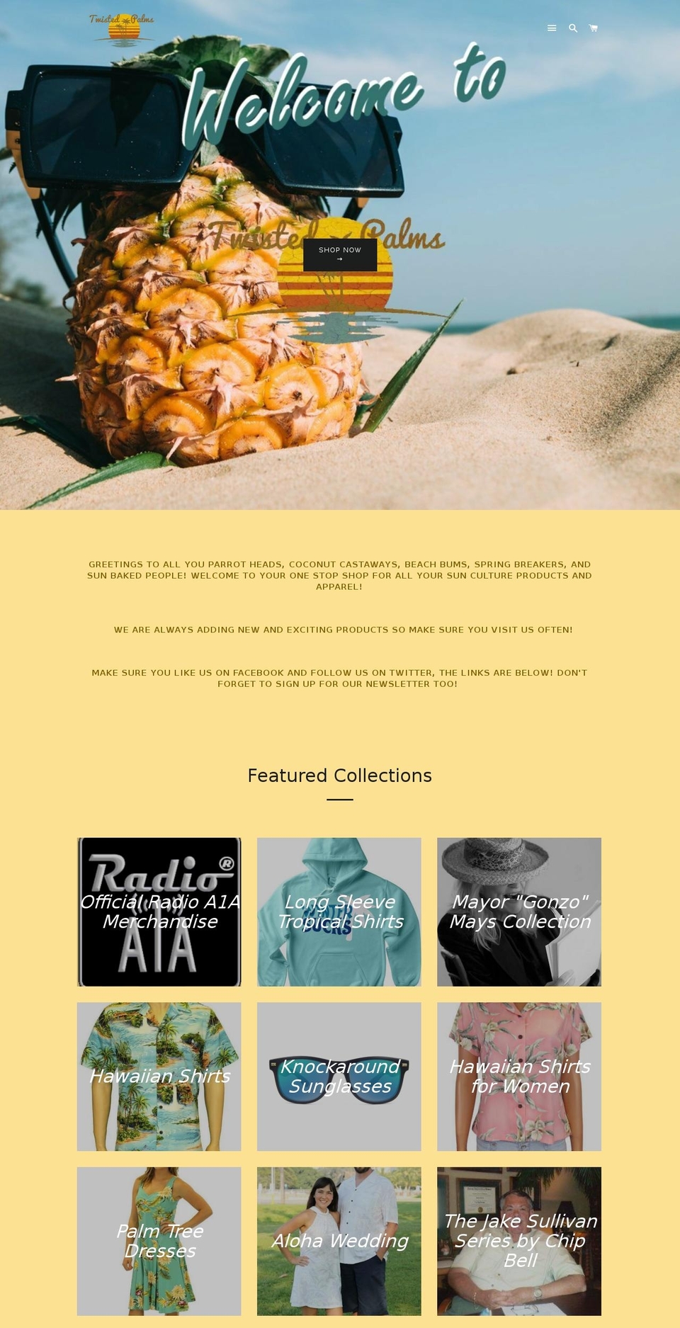 twistedpalmstradingcompany.com — Shopify storefront screenshot