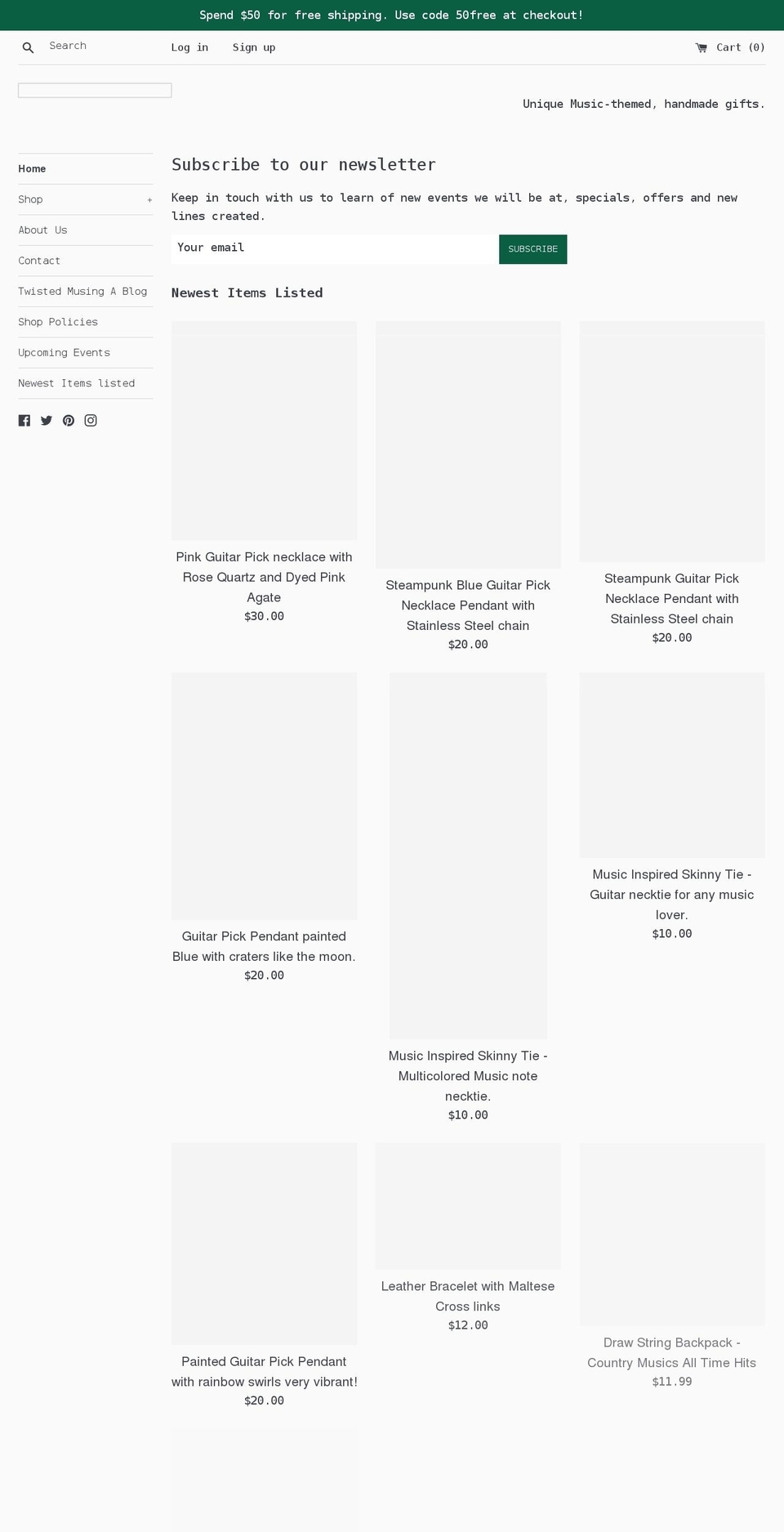 twistedpicks.com shopify website screenshot