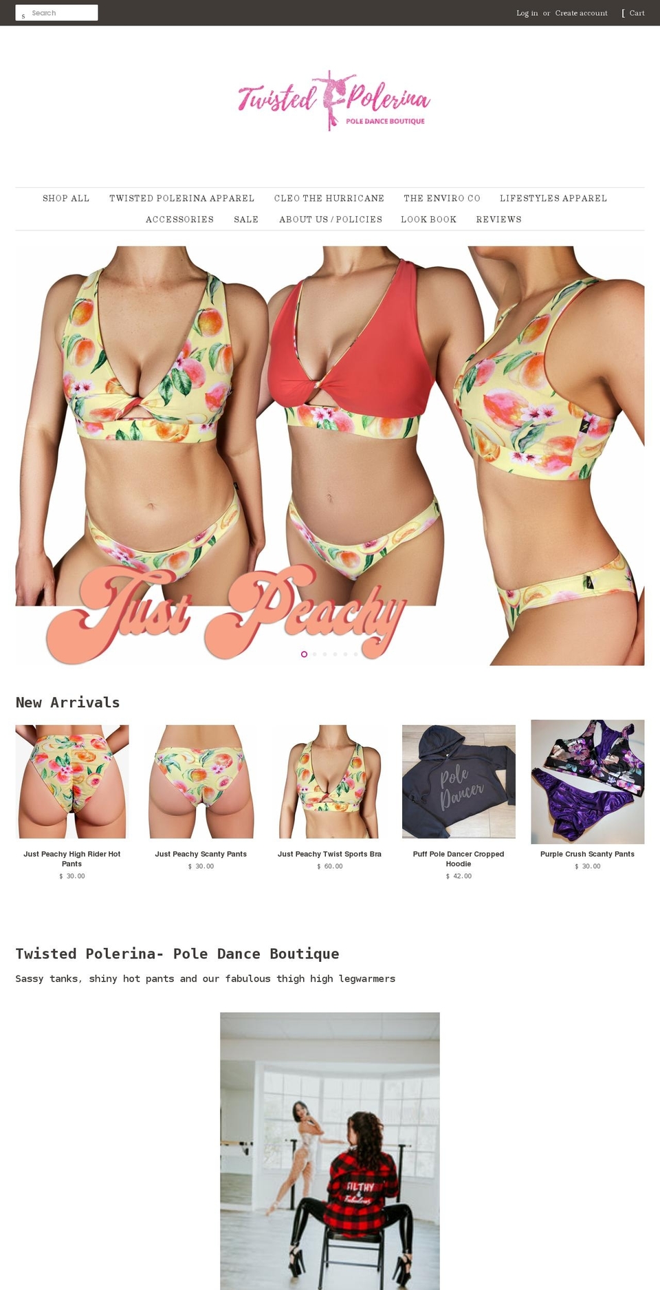 twistedpolerina.com shopify website screenshot