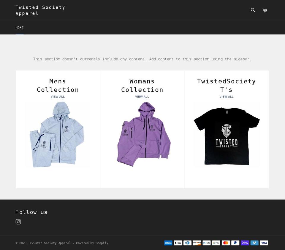 twistedsocietyapparel.com shopify website screenshot