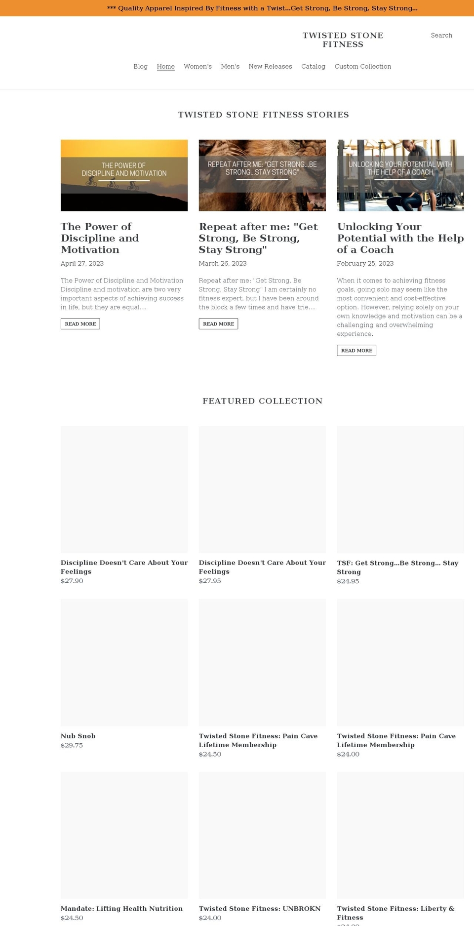 twistedstonefitness.com shopify website screenshot