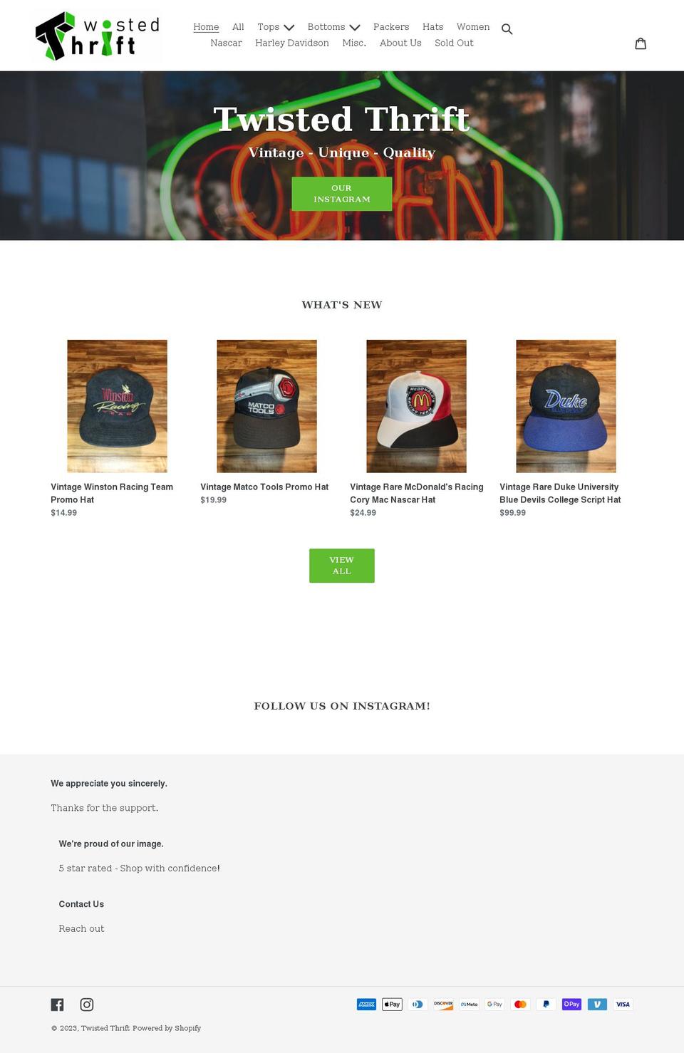 twistedthriftco.com shopify website screenshot