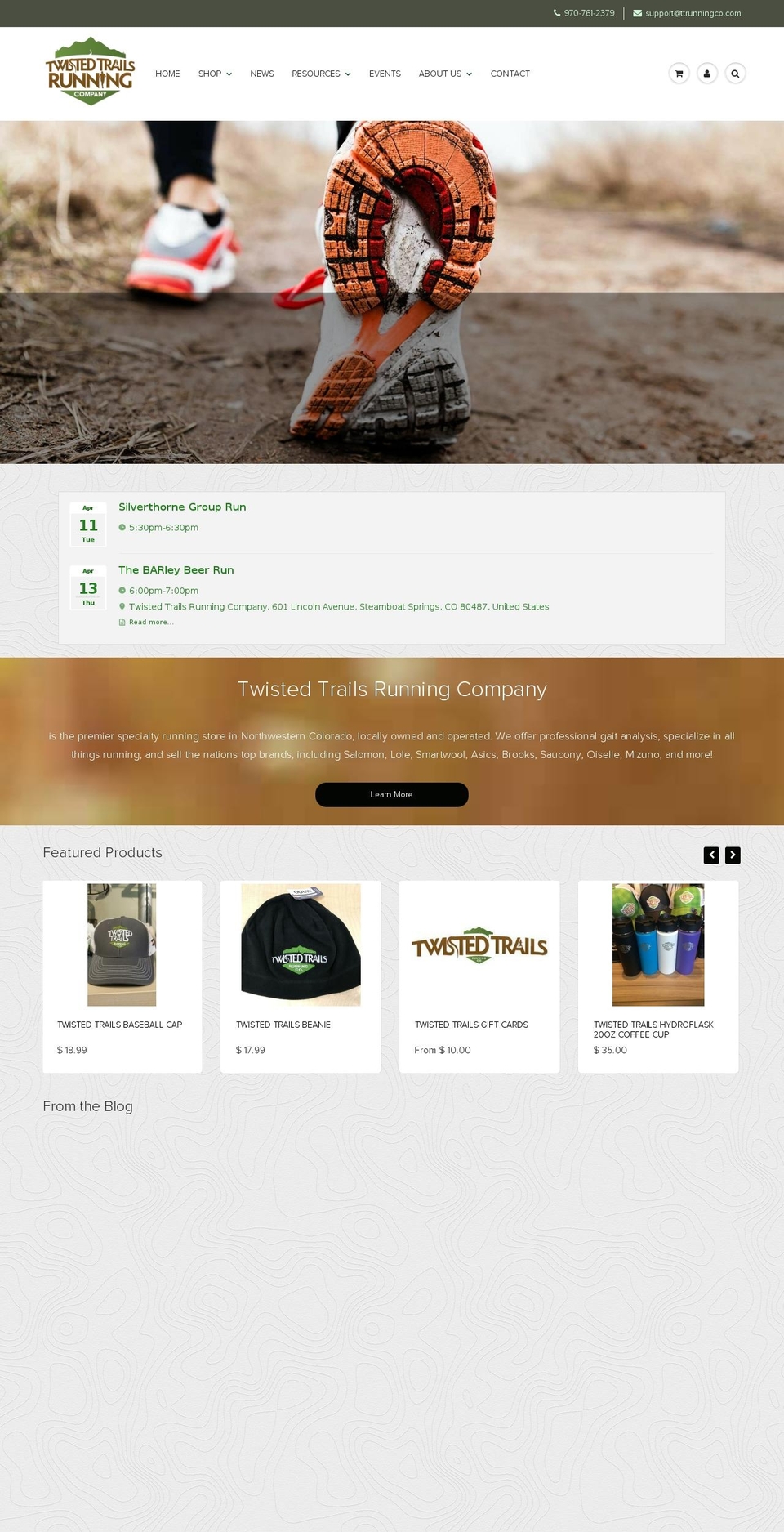 twistedtrailsrunningco.com shopify website screenshot