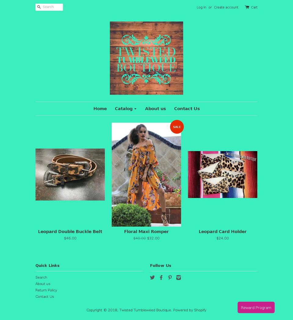 twistedtumbleweedboutique.com — Shopify storefront screenshot