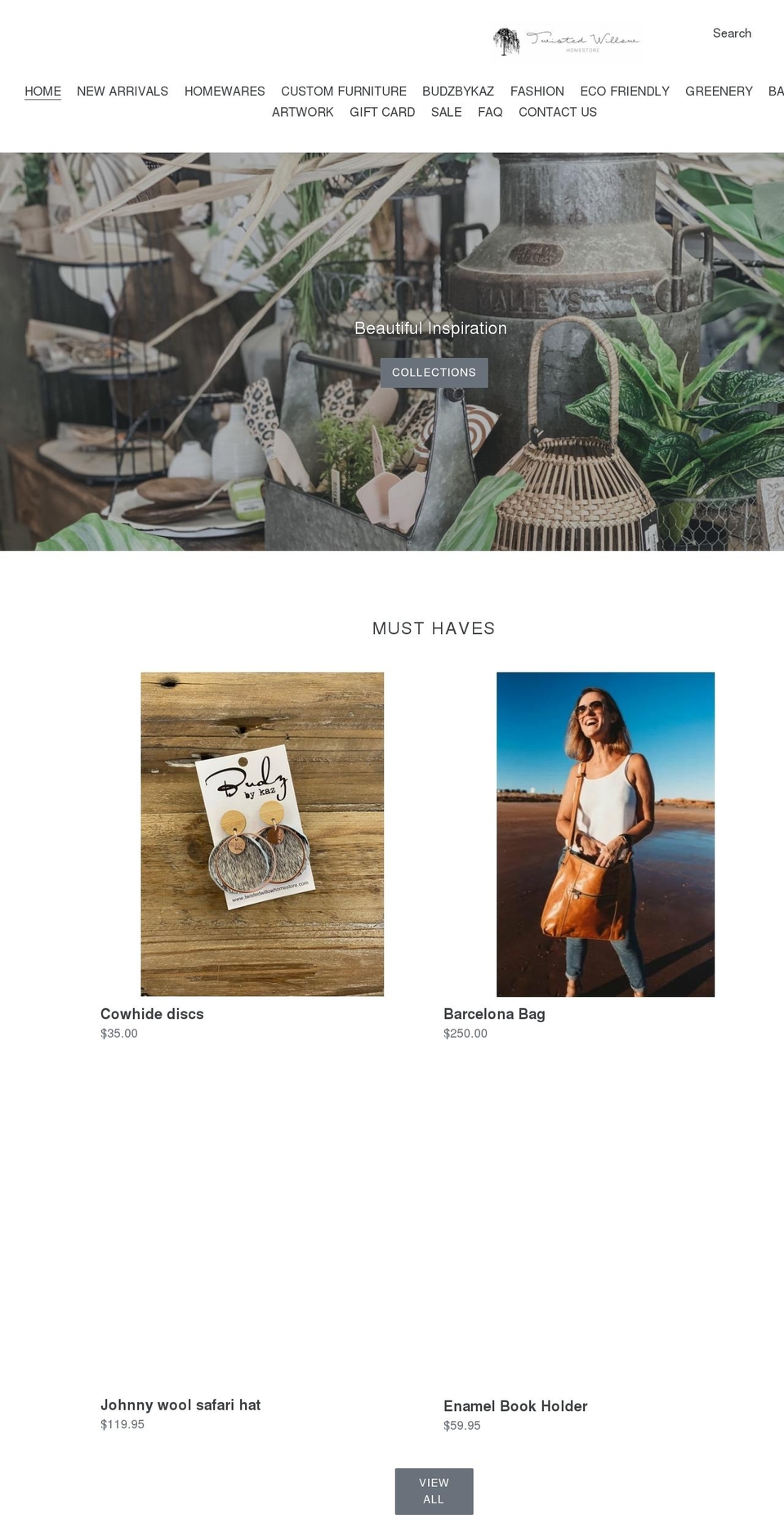 twistedwillowhomestore.com shopify website screenshot