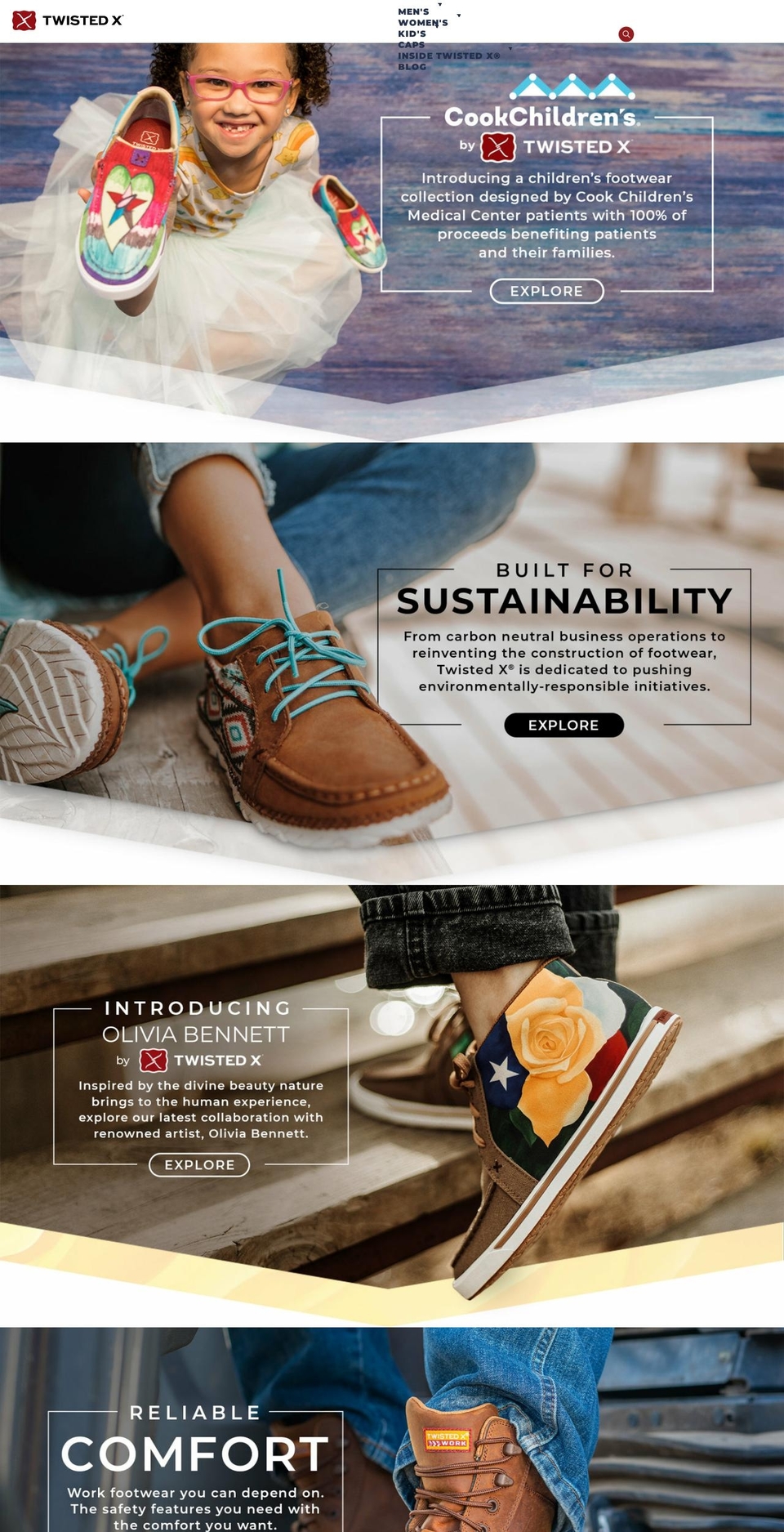 twistedx.com shopify website screenshot