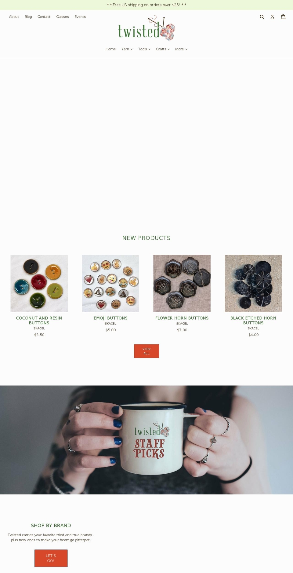 twistedyarnstore.us shopify website screenshot