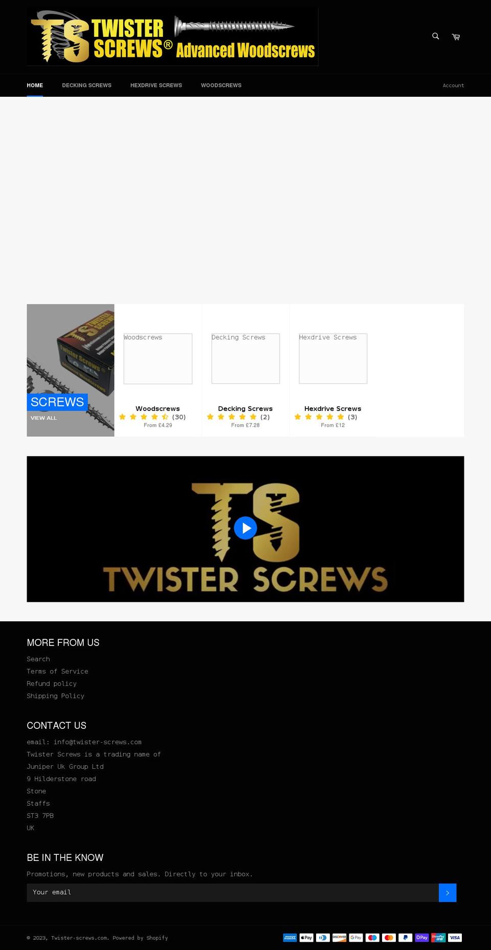 twister-screws.com shopify website screenshot