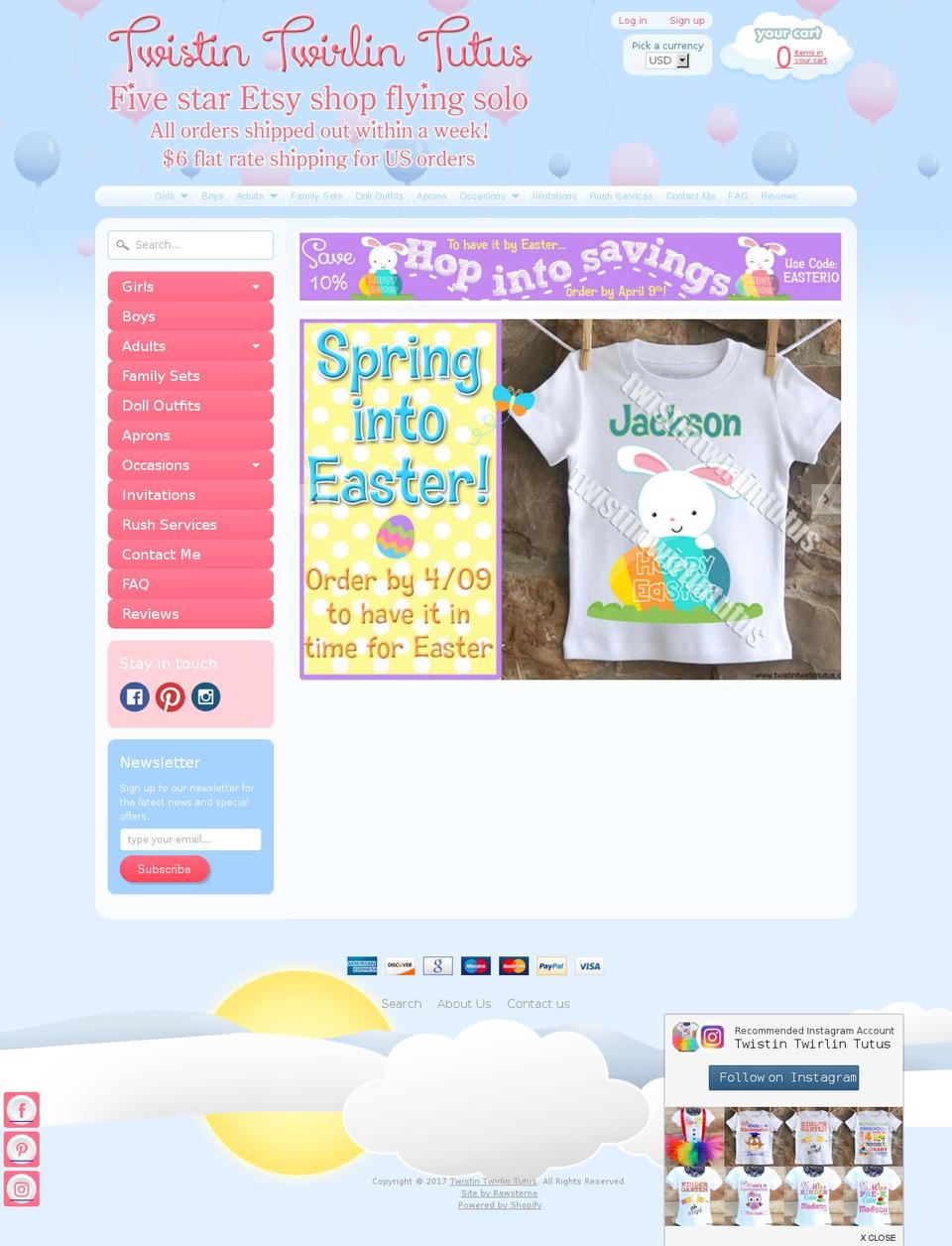 Starry Shopify theme site example twistintwirlintutus.com