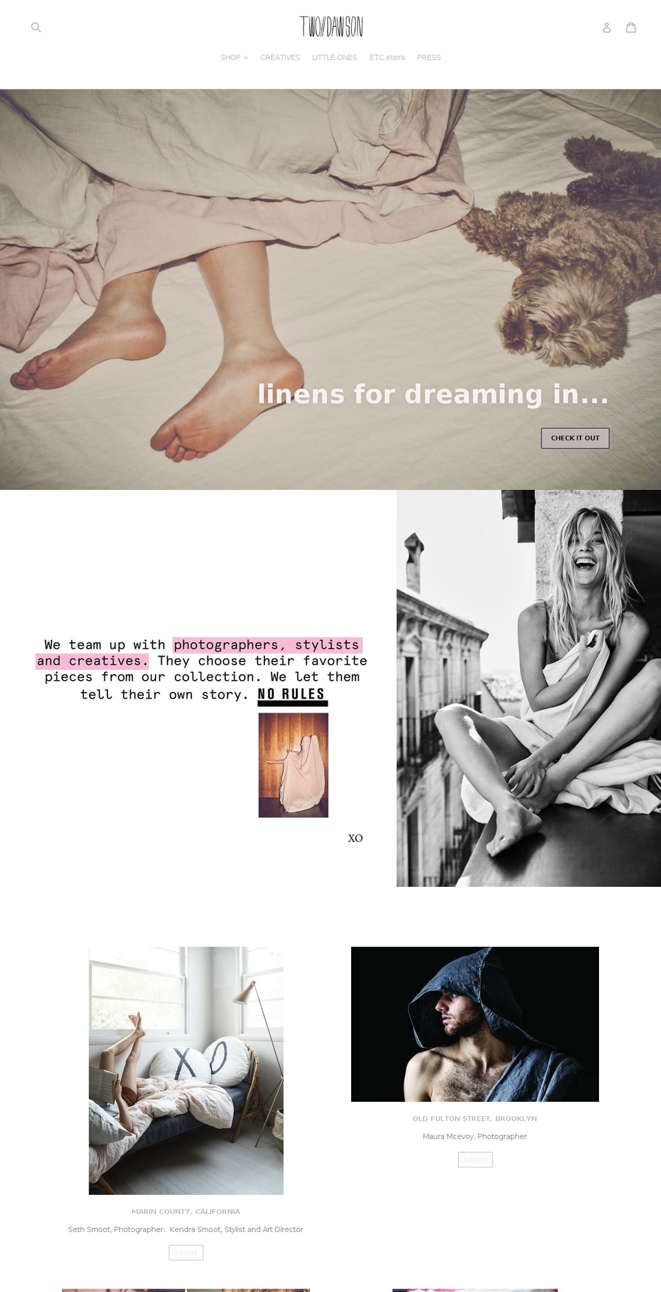two-dawson.com shopify website screenshot