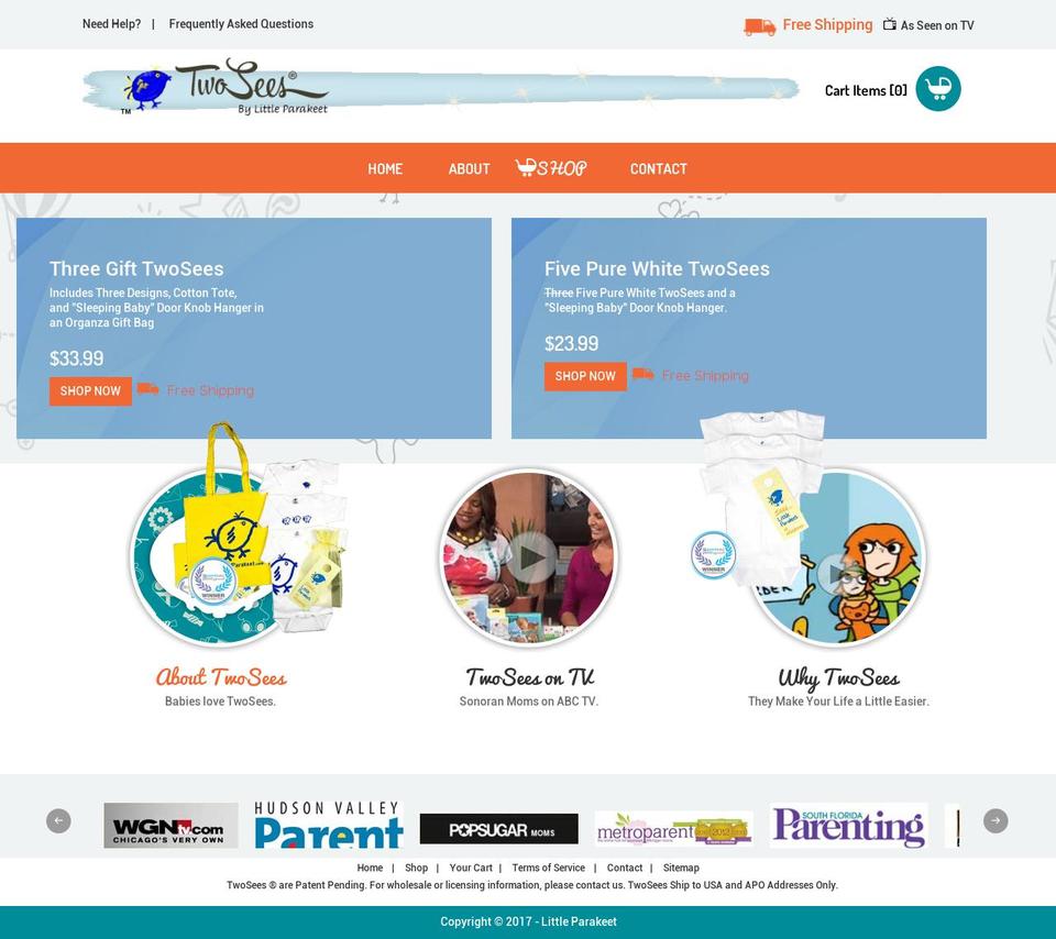 two-sees.com shopify website screenshot