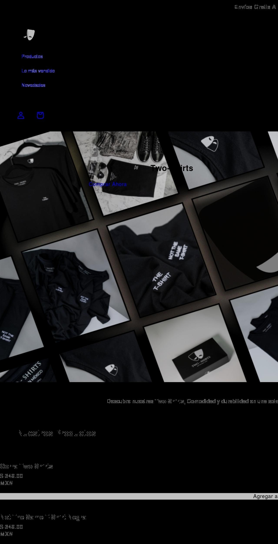 two-shirts.com shopify website screenshot