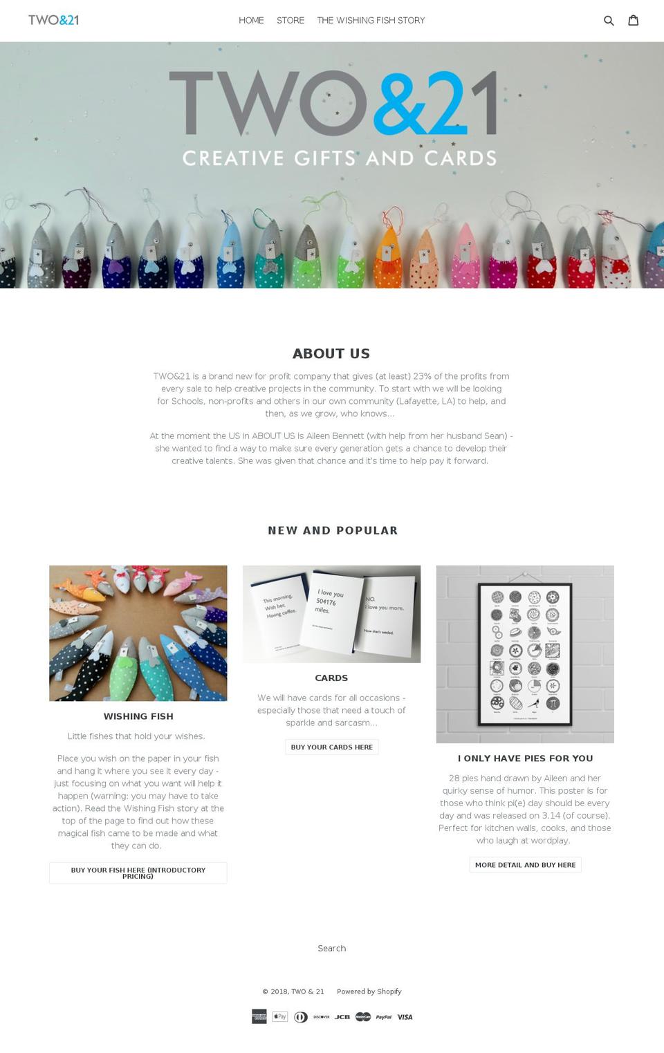 twoand21.com shopify website screenshot