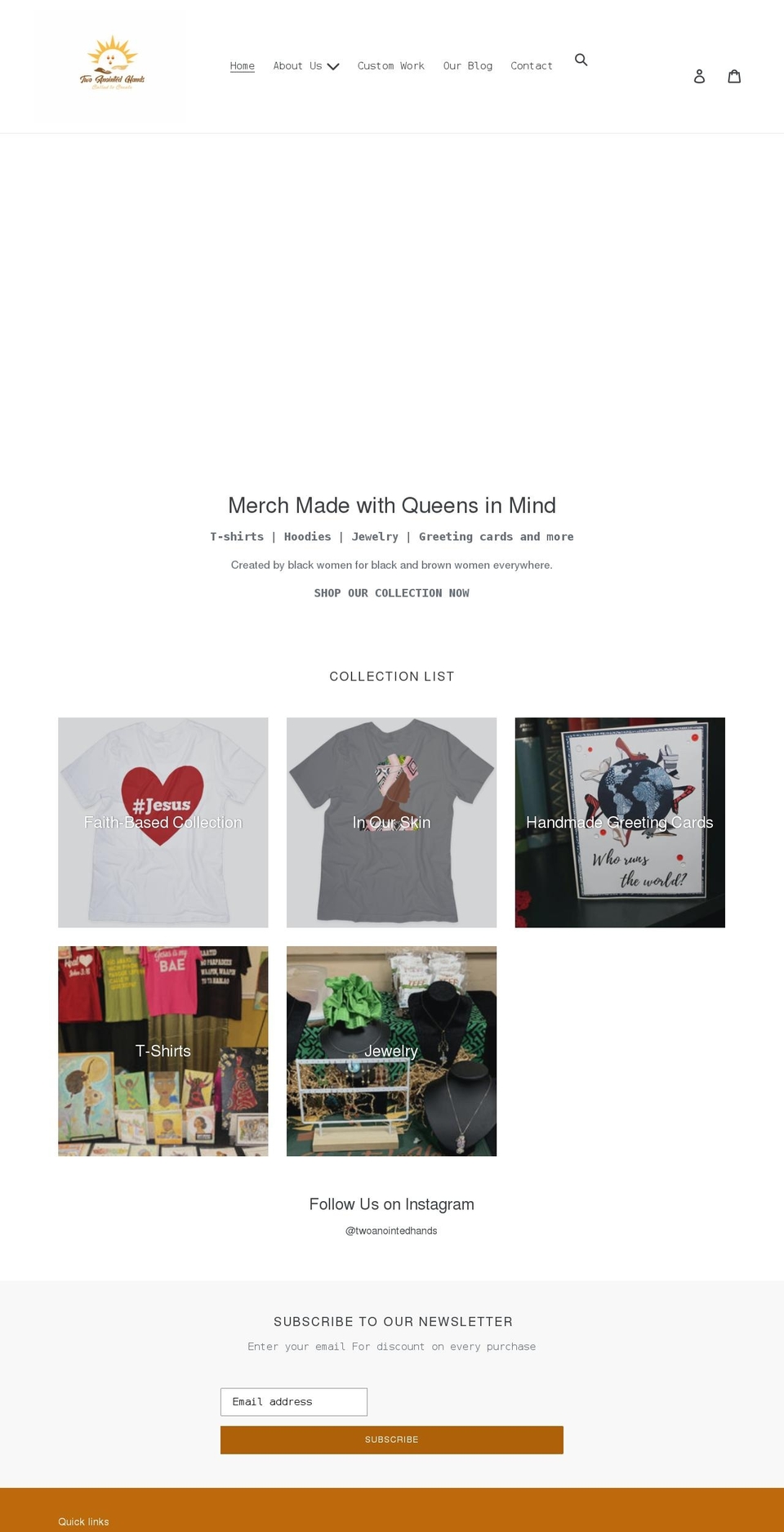 twoanointedhands.com shopify website screenshot