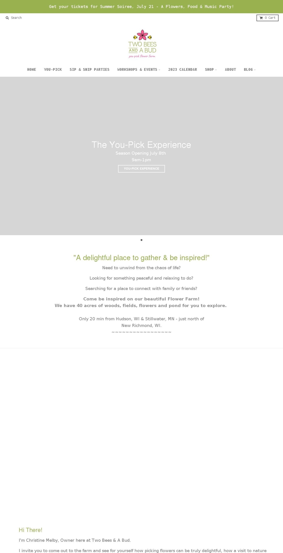 twobeesandabud.com shopify website screenshot