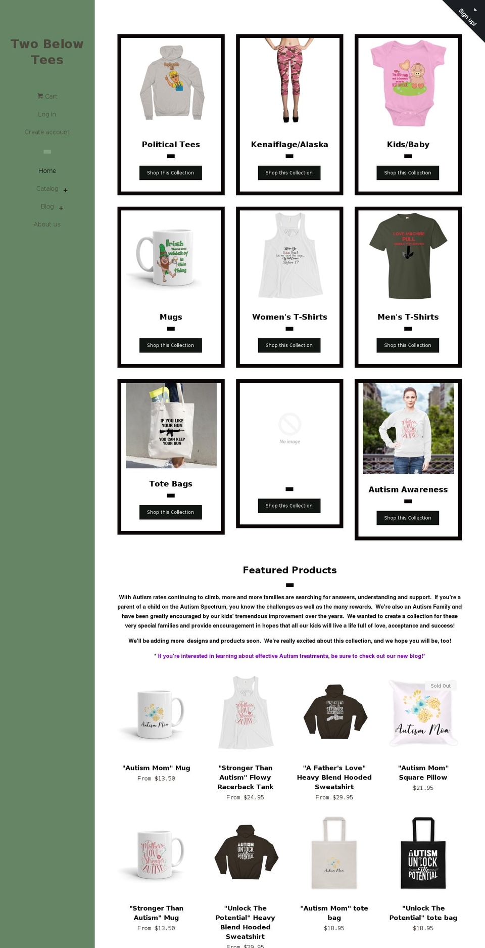 twobelowtees.com shopify website screenshot