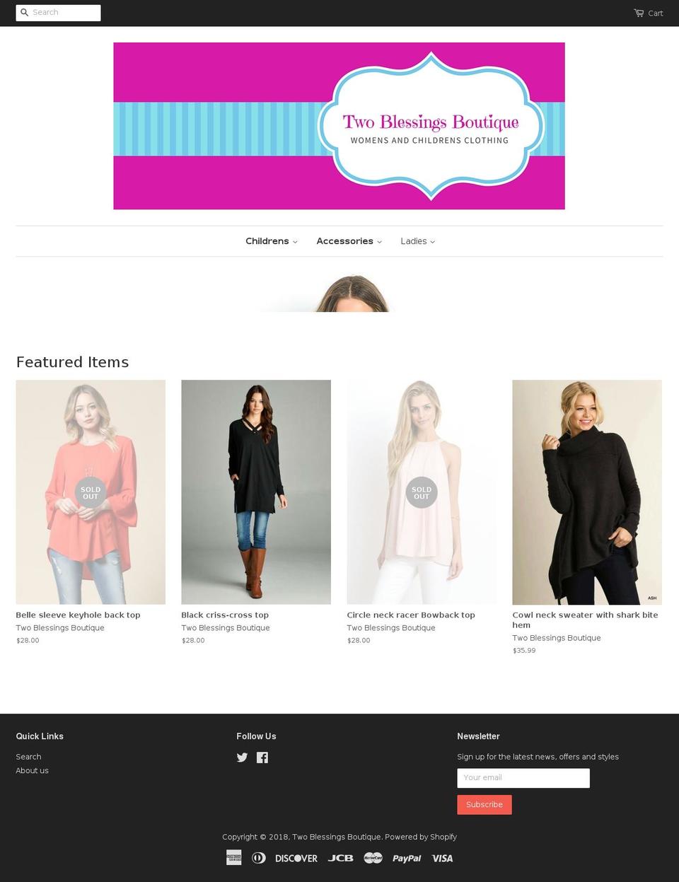 twoblessingsboutique.com shopify website screenshot