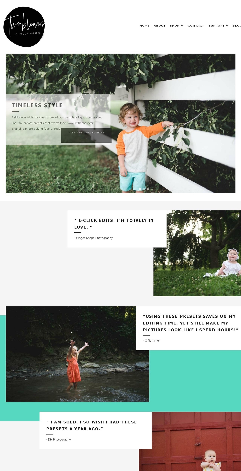 twoblooms.com shopify website screenshot