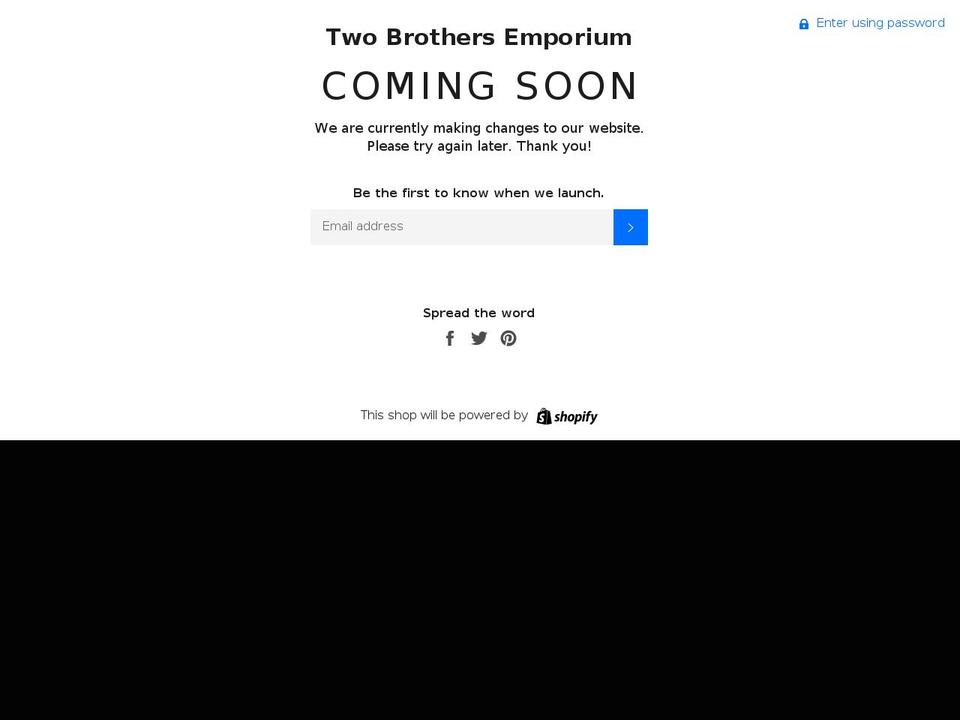 twobrothersemporium.com shopify website screenshot