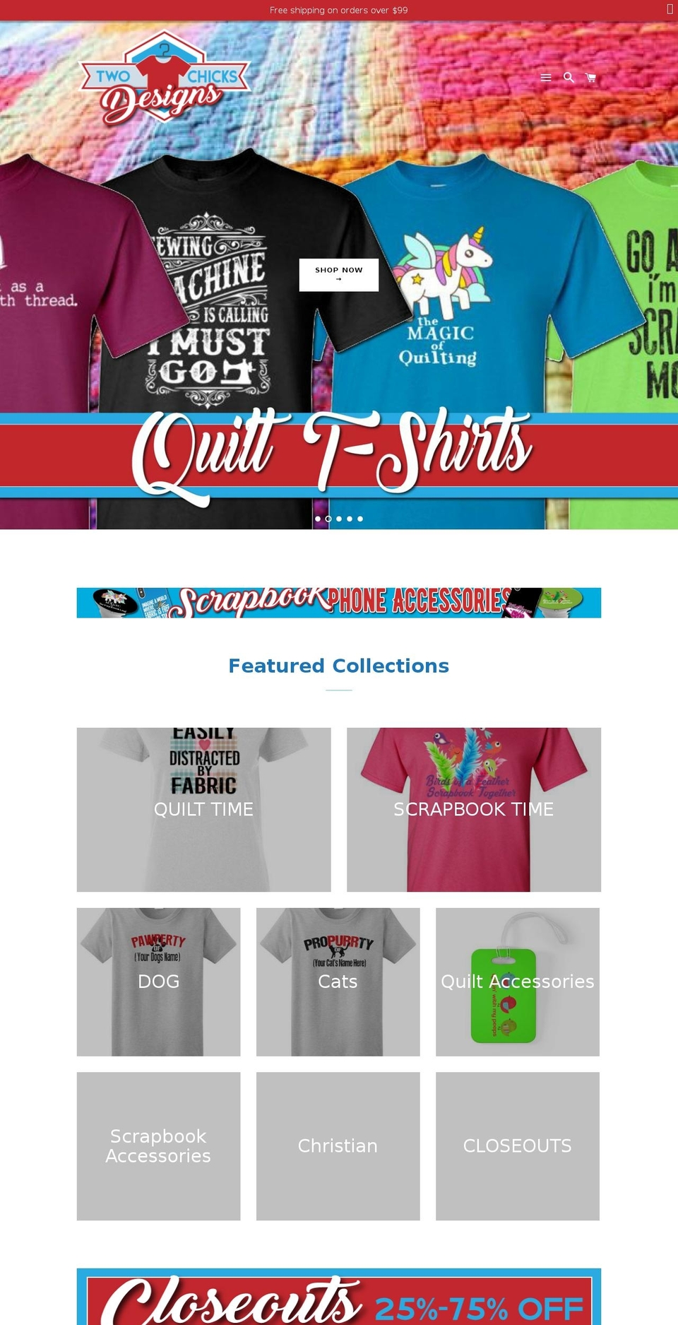 twochicksdesigns.com shopify website screenshot