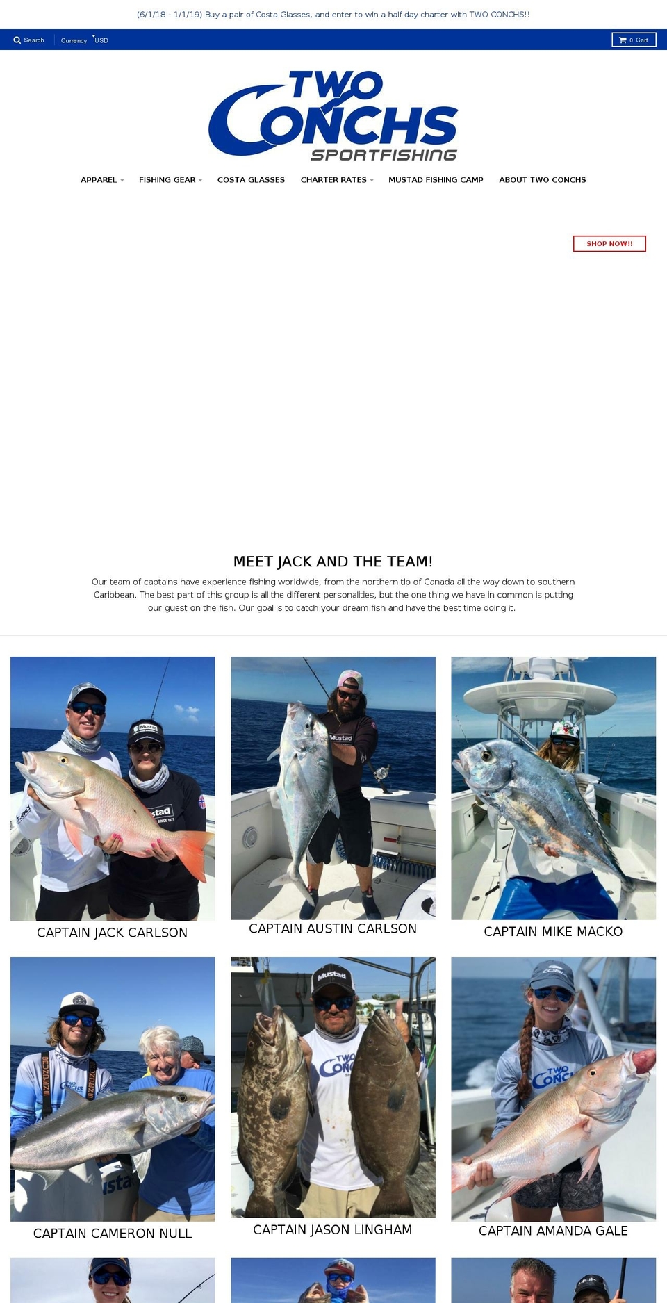 twoconchsgear.com — Shopify storefront screenshot