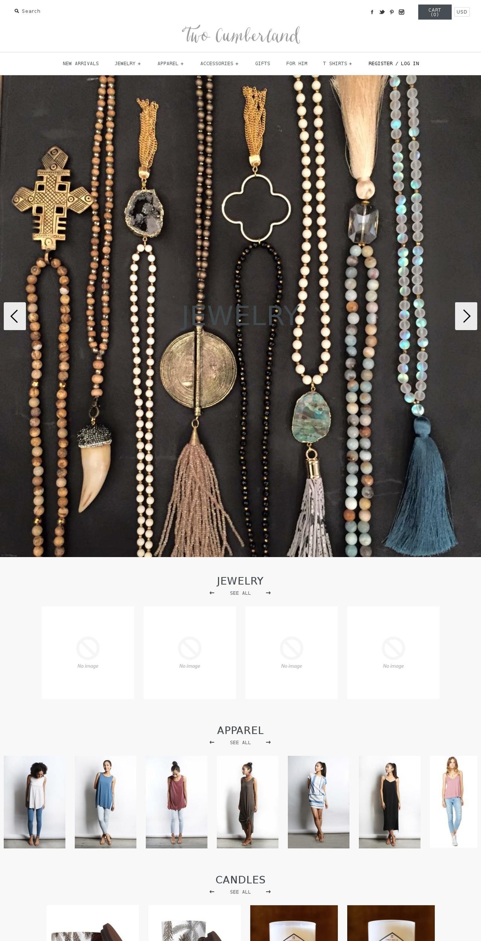 twocumberland.com shopify website screenshot