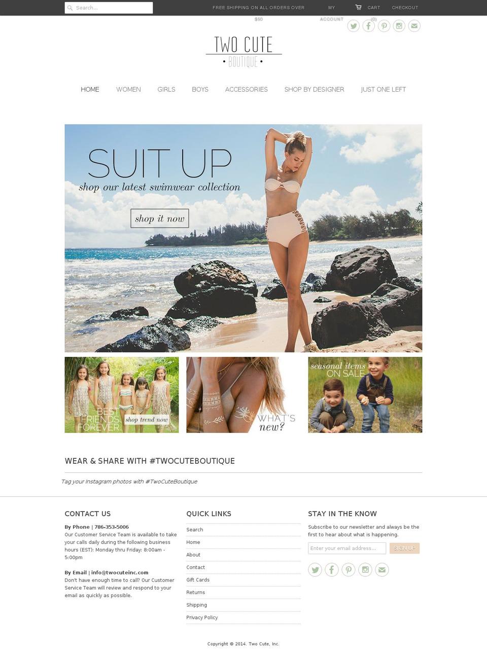 twocuteinc.com shopify website screenshot