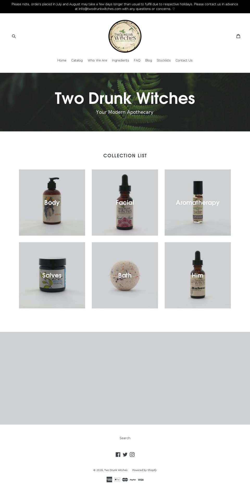 twodrunkwitches.com shopify website screenshot