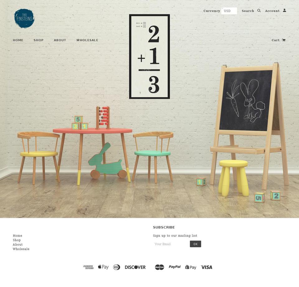 twoeinsteins.com shopify website screenshot