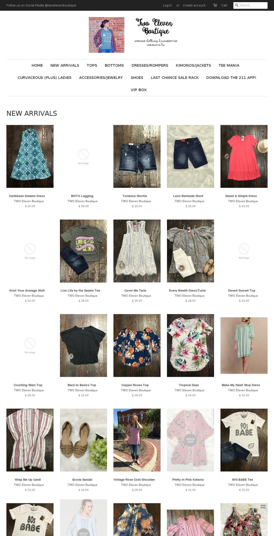 twoelevenboutique.com shopify website screenshot