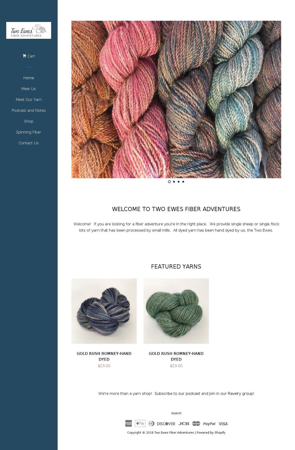 twoewesfiberadventures.com shopify website screenshot