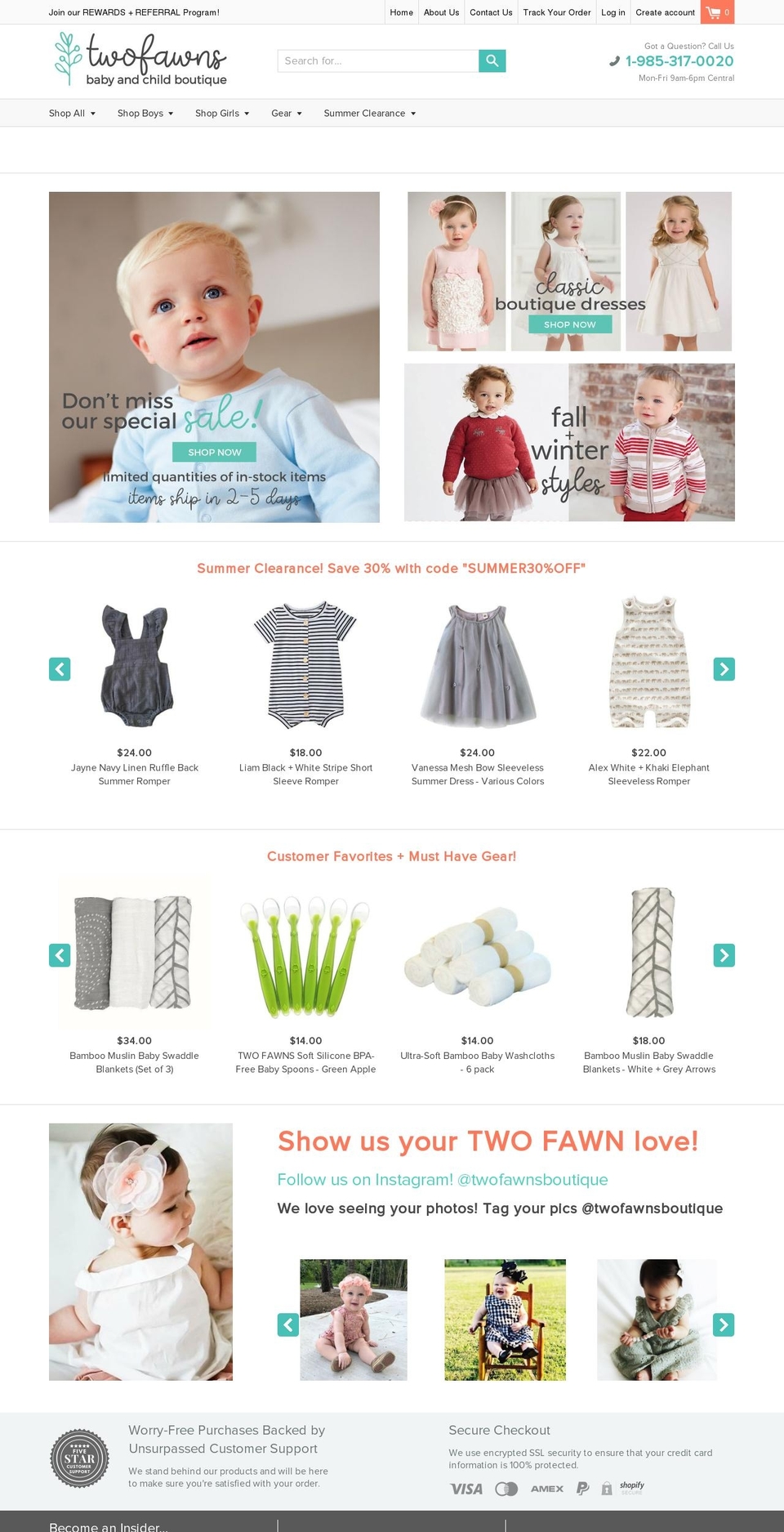 twofawns.com — Shopify storefront screenshot