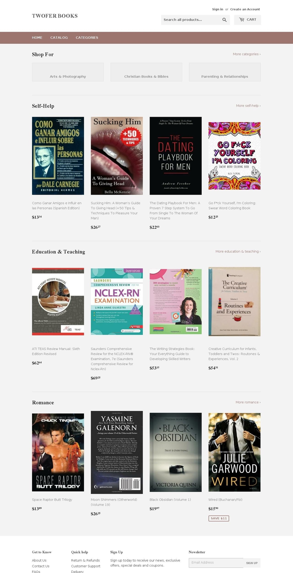 twoferbooks.myshopify.com — Shopify storefront screenshot