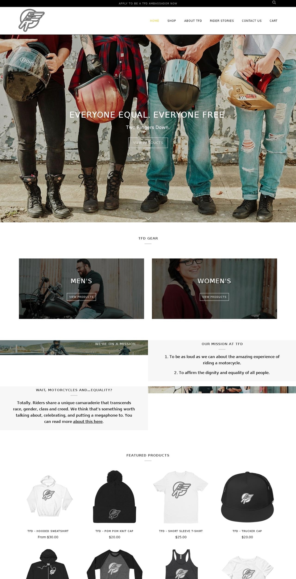 twofingersdown.com — Shopify storefront screenshot