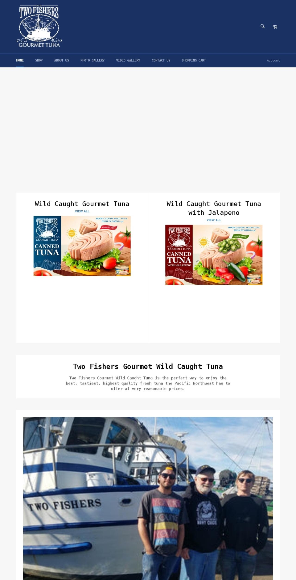 twofisherstuna.com shopify website screenshot