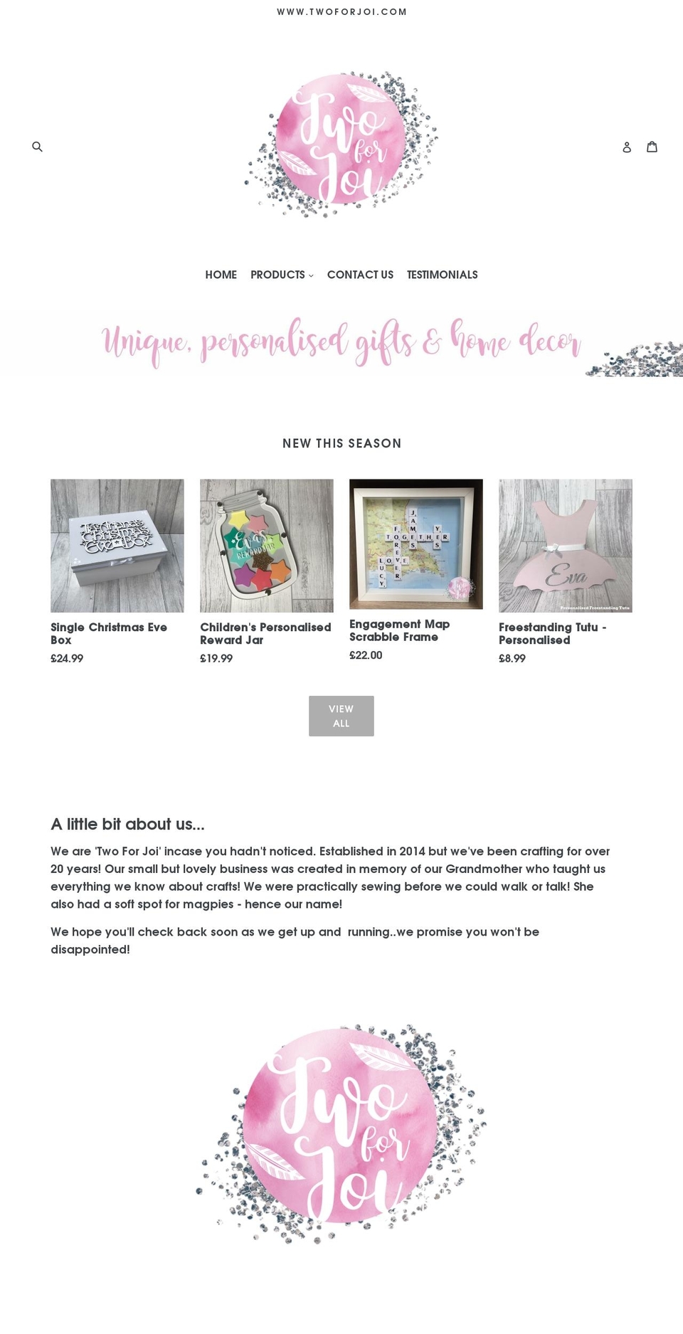twoforjoi.com — Shopify storefront screenshot