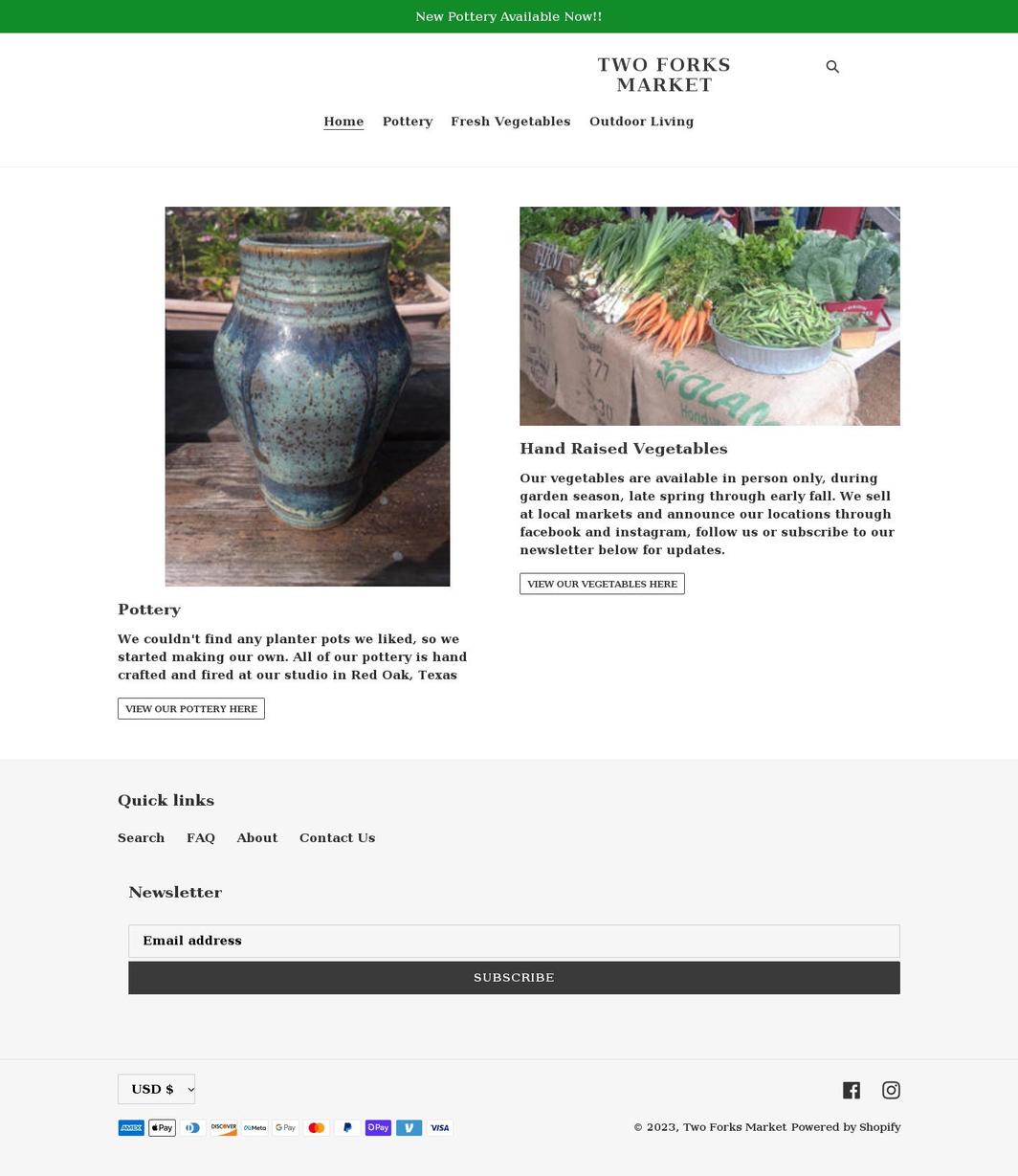 twoforksmarket.com shopify website screenshot