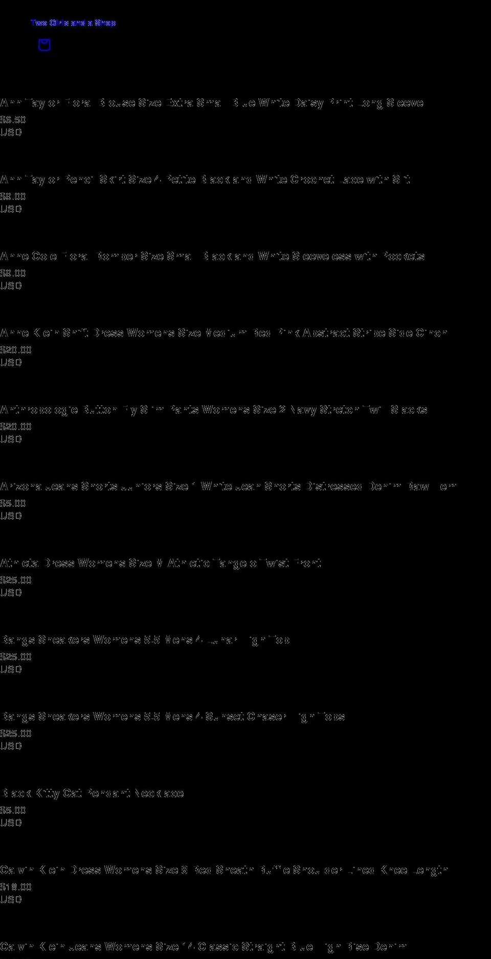 twogirlsandashop.com shopify website screenshot