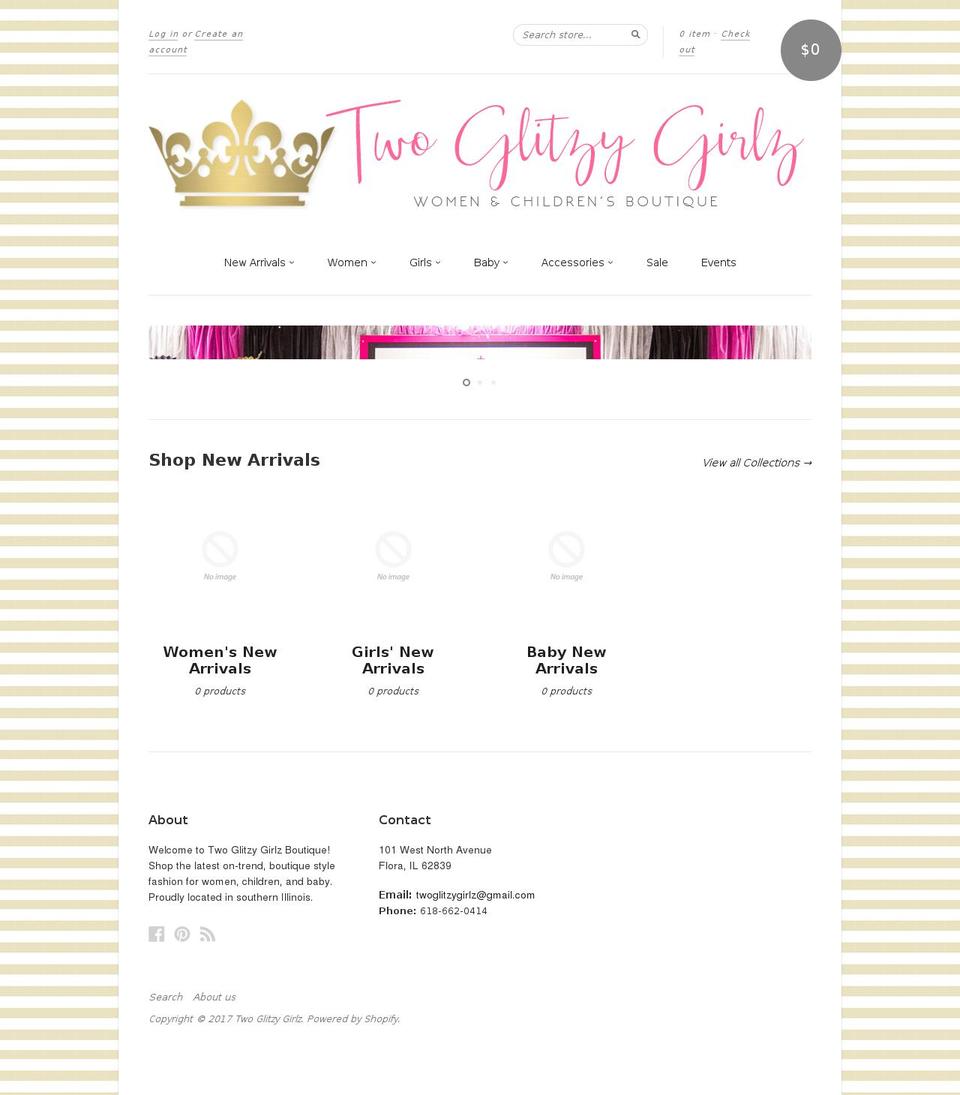twoglitzygirlz.com shopify website screenshot