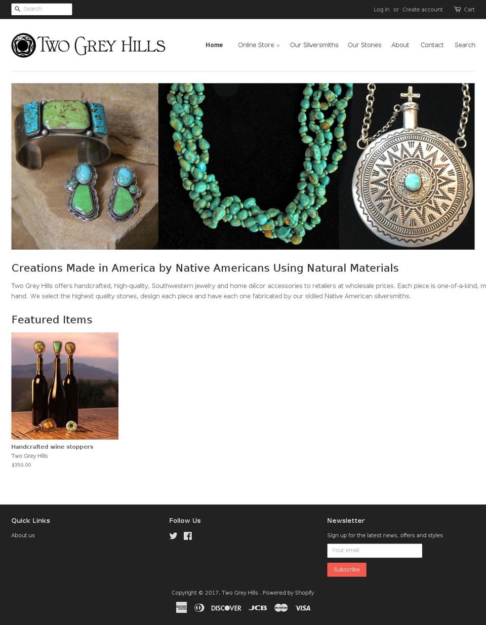 twogreyhillsjewelry.com shopify website screenshot